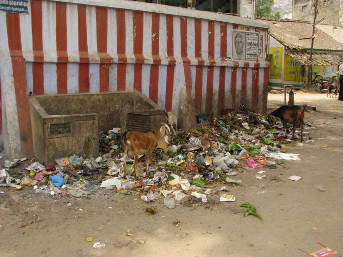 India - Sights & Culture - Common garbage dump outside a temple