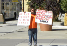 Protest against the Federal Reserve during event with Chairman Ben Bernanke