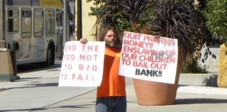 Protest against the Federal Reserve during event with Chairman Ben Bernanke